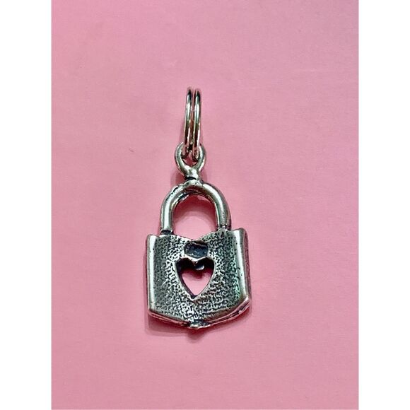 .925 Heart Lock Sterling Silver Jewelry Charm #love - Picture 2 of 3